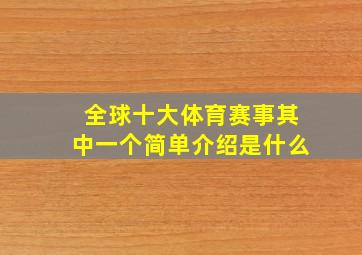 全球十大体育赛事其中一个简单介绍是什么