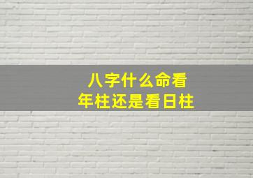 八字什么命看年柱还是看日柱