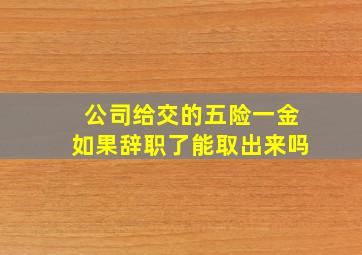 公司给交的五险一金如果辞职了能取出来吗