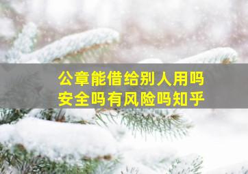 公章能借给别人用吗安全吗有风险吗知乎