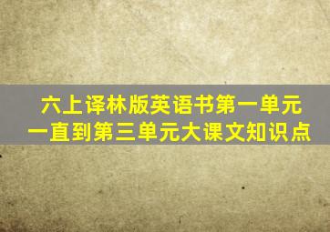 六上译林版英语书第一单元一直到第三单元大课文知识点