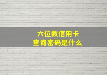 六位数信用卡查询密码是什么