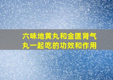 六味地黄丸和金匮肾气丸一起吃的功效和作用