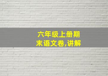 六年级上册期末语文卷,讲解