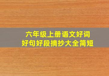 六年级上册语文好词好句好段摘抄大全简短