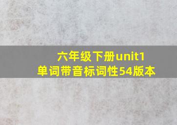 六年级下册unit1单词带音标词性54版本