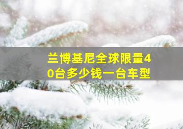 兰博基尼全球限量40台多少钱一台车型