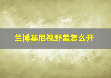 兰博基尼视野差怎么开