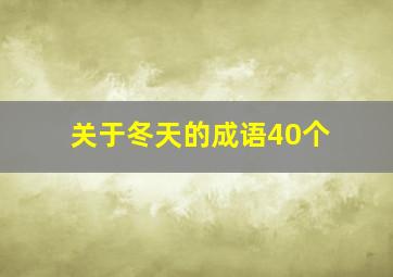 关于冬天的成语40个