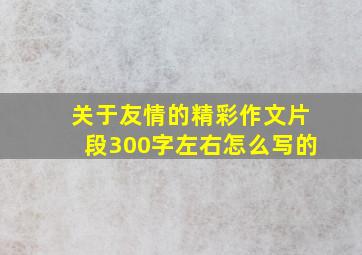 关于友情的精彩作文片段300字左右怎么写的