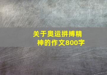 关于奥运拼搏精神的作文800字