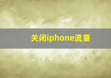 关闭iphone流量