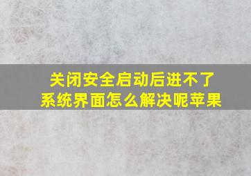 关闭安全启动后进不了系统界面怎么解决呢苹果