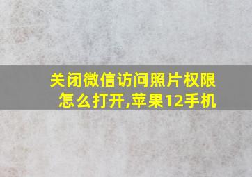 关闭微信访问照片权限怎么打开,苹果12手机