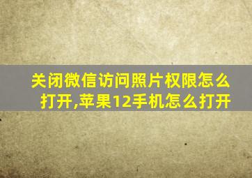 关闭微信访问照片权限怎么打开,苹果12手机怎么打开