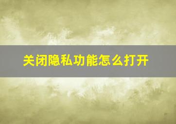 关闭隐私功能怎么打开