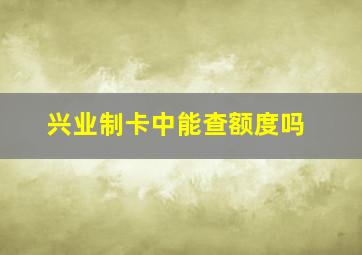 兴业制卡中能查额度吗