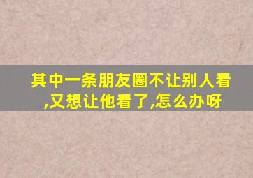 其中一条朋友圈不让别人看,又想让他看了,怎么办呀