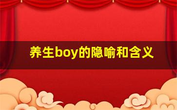 养生boy的隐喻和含义