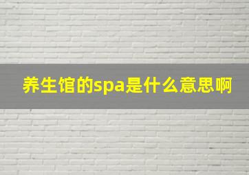 养生馆的spa是什么意思啊