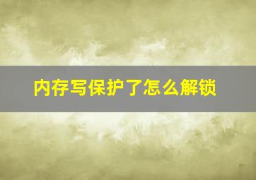 内存写保护了怎么解锁