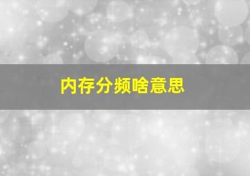 内存分频啥意思