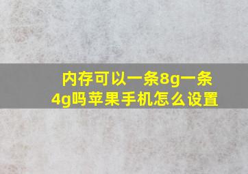 内存可以一条8g一条4g吗苹果手机怎么设置