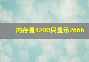 内存是3200只显示2666