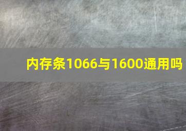 内存条1066与1600通用吗