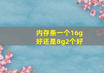 内存条一个16g好还是8g2个好