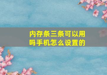 内存条三条可以用吗手机怎么设置的