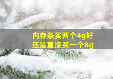 内存条买两个4g好还是直接买一个8g