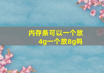 内存条可以一个放4g一个放8g吗