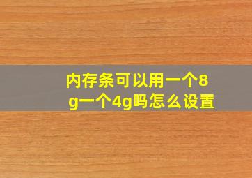 内存条可以用一个8g一个4g吗怎么设置