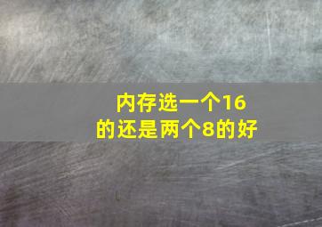 内存选一个16的还是两个8的好