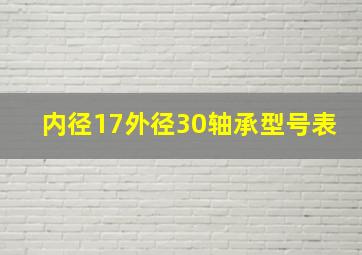 内径17外径30轴承型号表