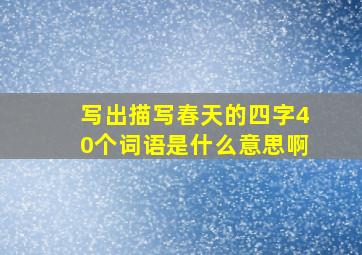 写出描写春天的四字40个词语是什么意思啊