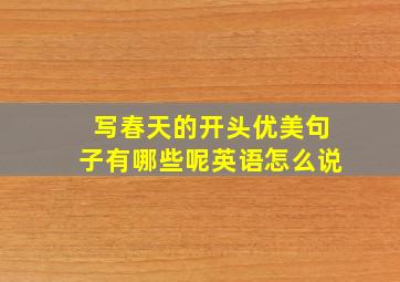 写春天的开头优美句子有哪些呢英语怎么说