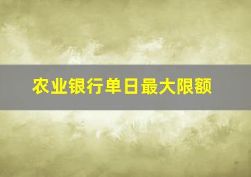 农业银行单日最大限额