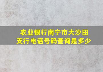 农业银行南宁市大沙田支行电话号码查询是多少