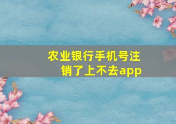 农业银行手机号注销了上不去app