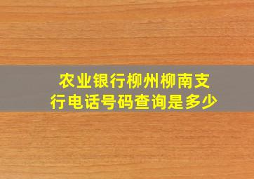 农业银行柳州柳南支行电话号码查询是多少