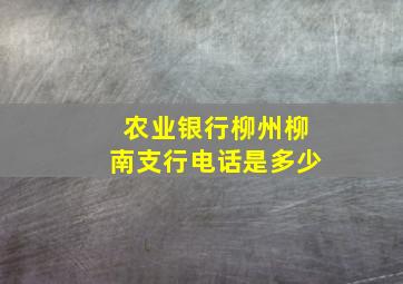 农业银行柳州柳南支行电话是多少