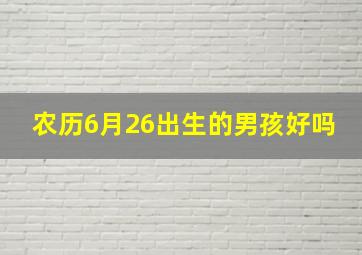 农历6月26出生的男孩好吗