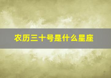 农历三十号是什么星座