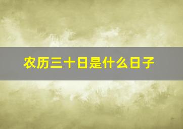 农历三十日是什么日子