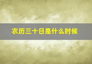 农历三十日是什么时候