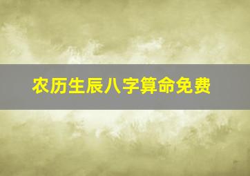 农历生辰八字算命免费