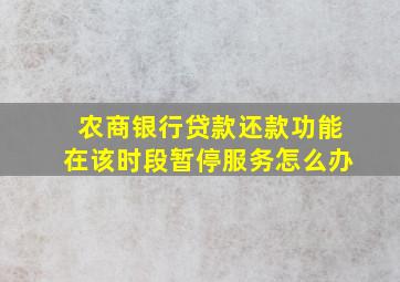 农商银行贷款还款功能在该时段暂停服务怎么办