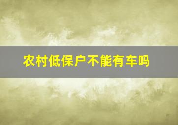 农村低保户不能有车吗